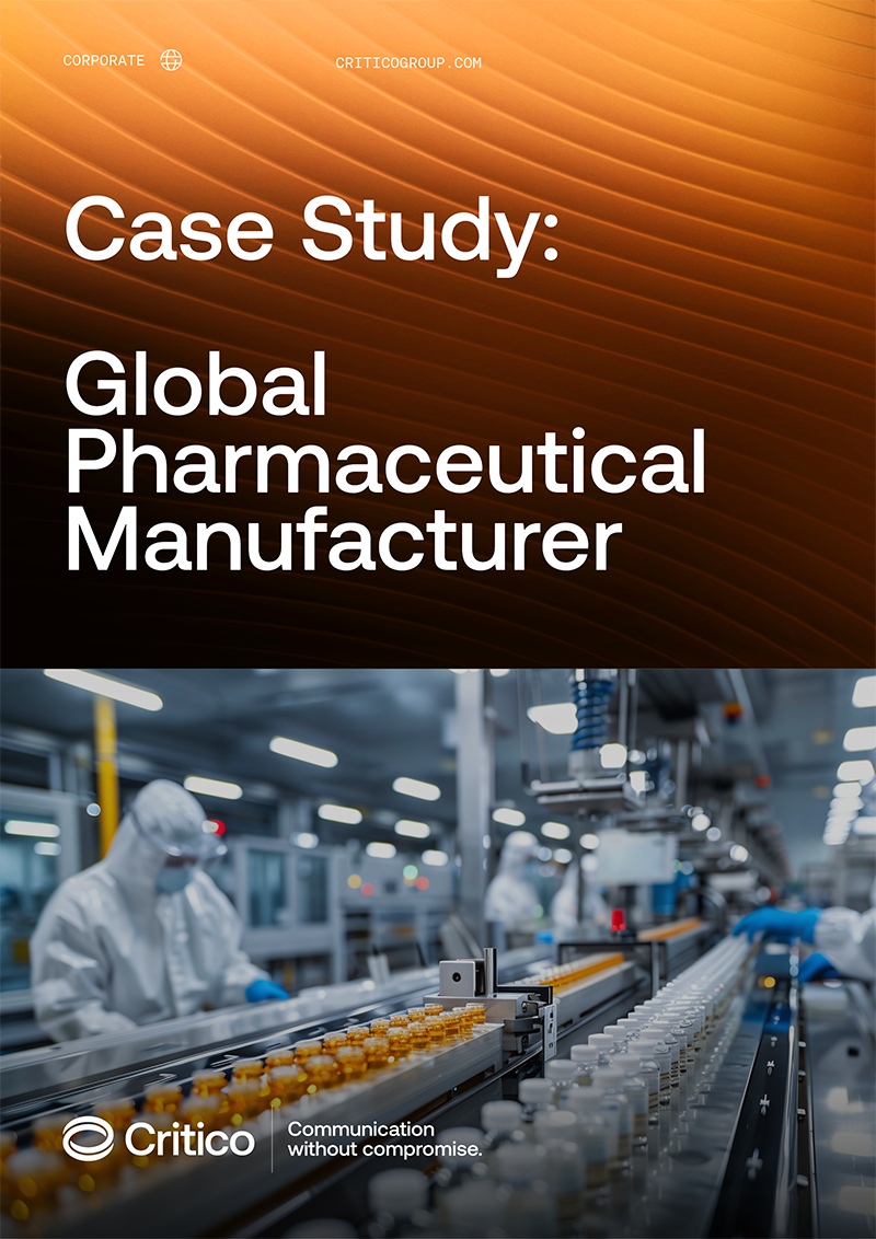 Critico Pharmaceutical Manufacturer Case Study_frontcover Critico Pharma Case Study